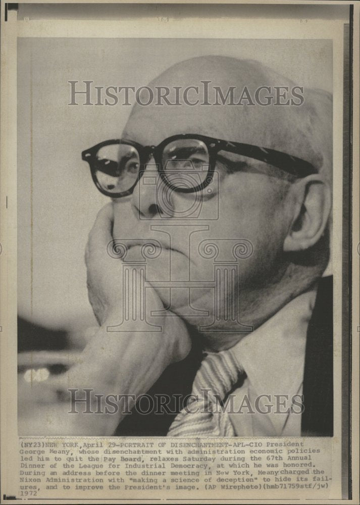 1972 Press Photo George Meany President AFL-CIO Union - Historic Images