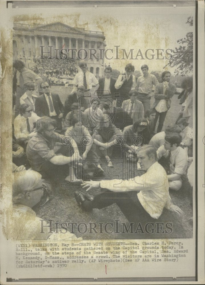 1970 Sen Percy Talks Students Antiwar Rally - Historic Images