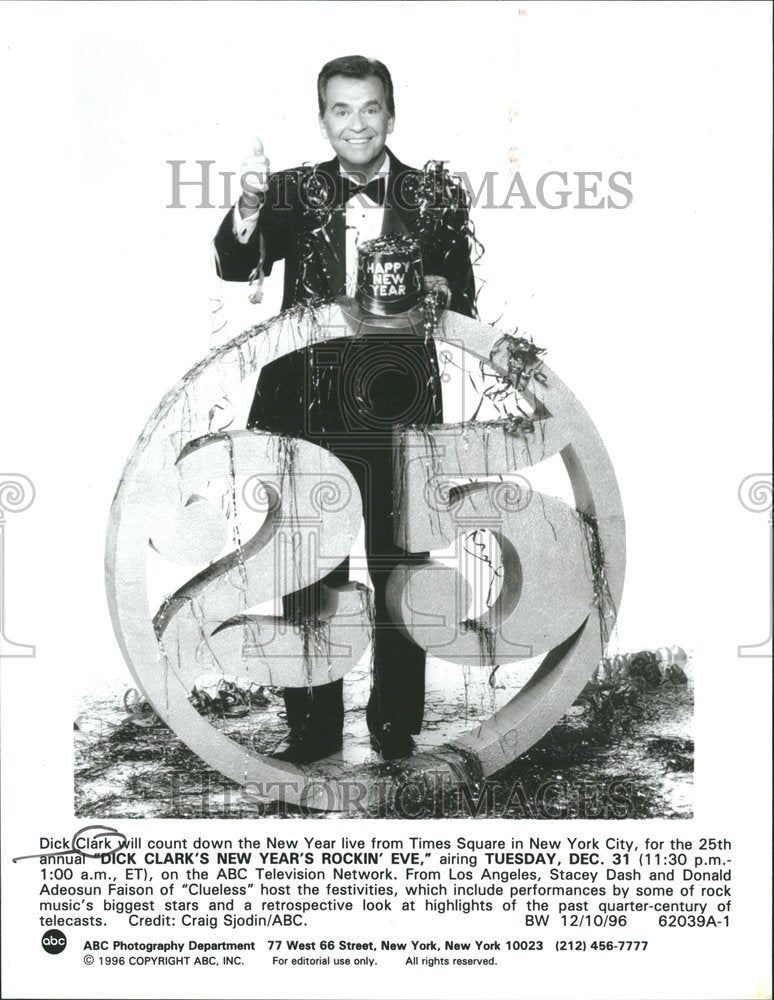 1996 Press Photo Dick Clark Host New Year&#39;s Rockin Eve - RRV77787 - Historic Images