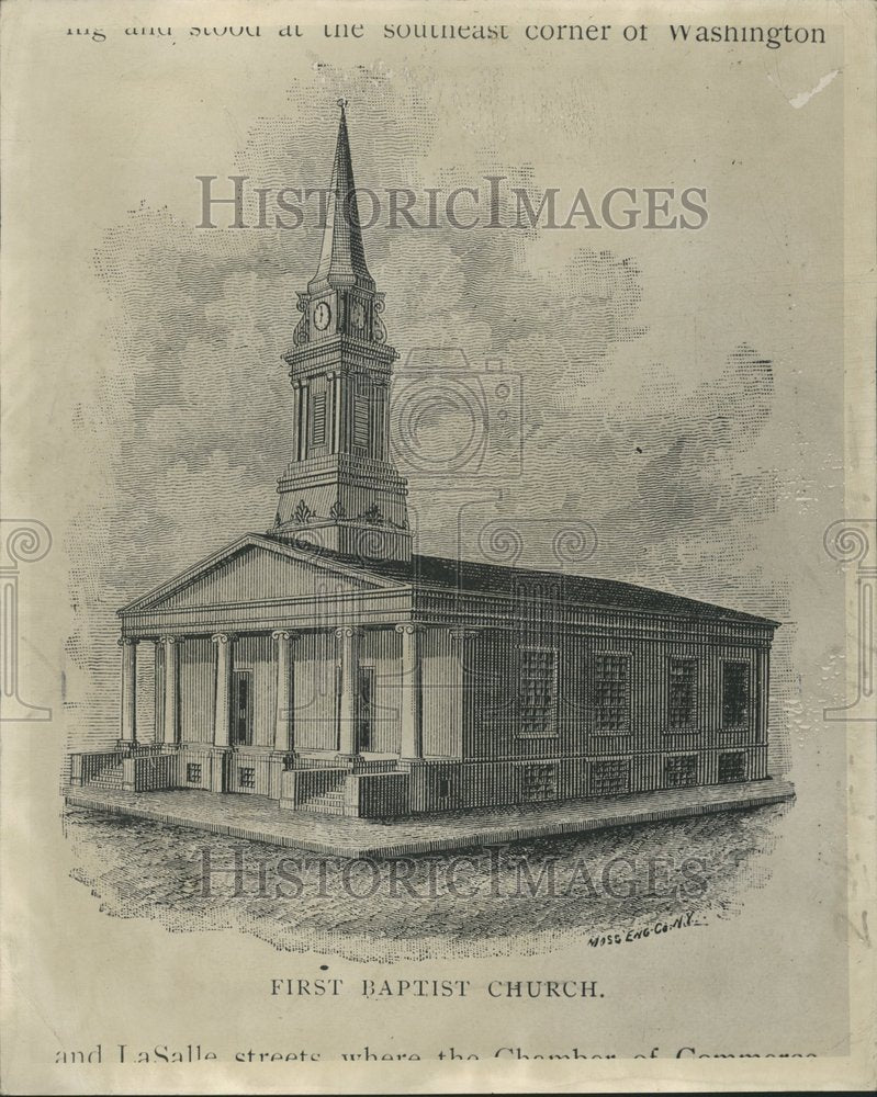 1946, First Baptist Church Drawing Chicago - RRV78165 - Historic Images