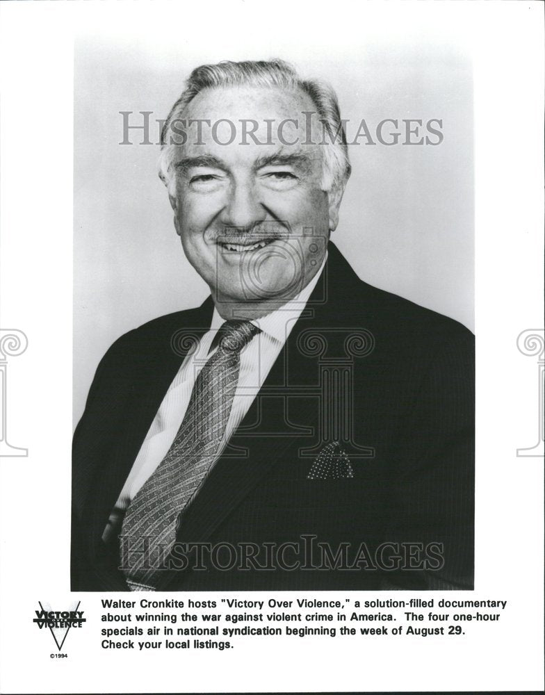 1994 Press Photo Walter Cronkite Host Victory Violence - Historic Images