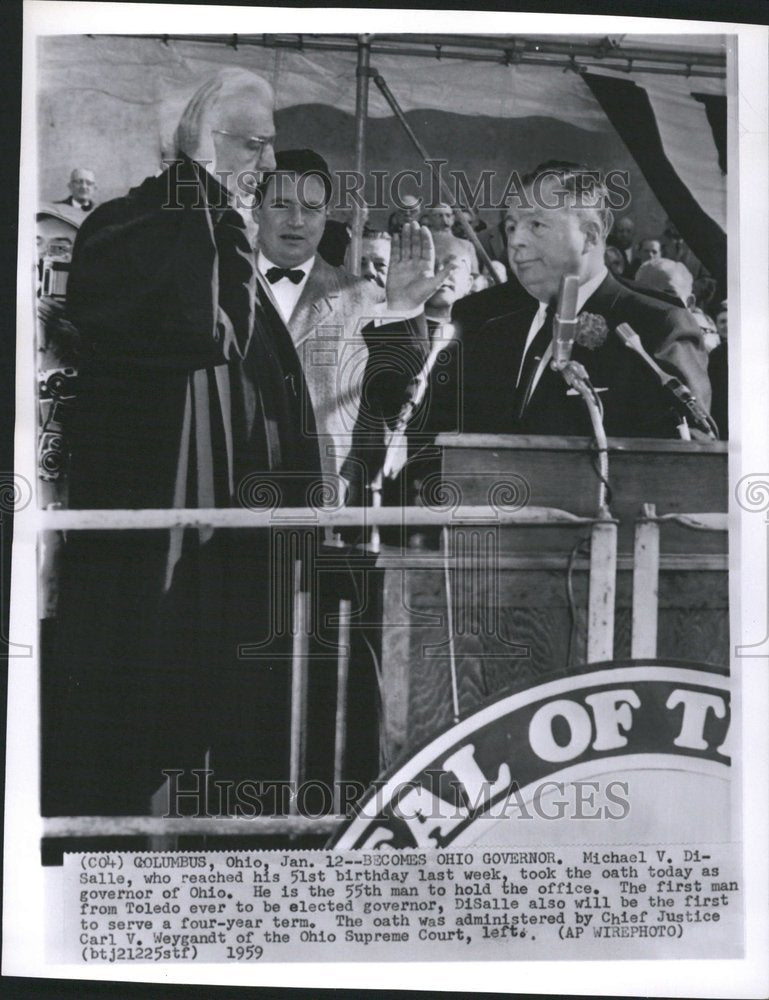 1959 Press Photo Michael V. DiSalle Ohio Swearing In - Historic Images