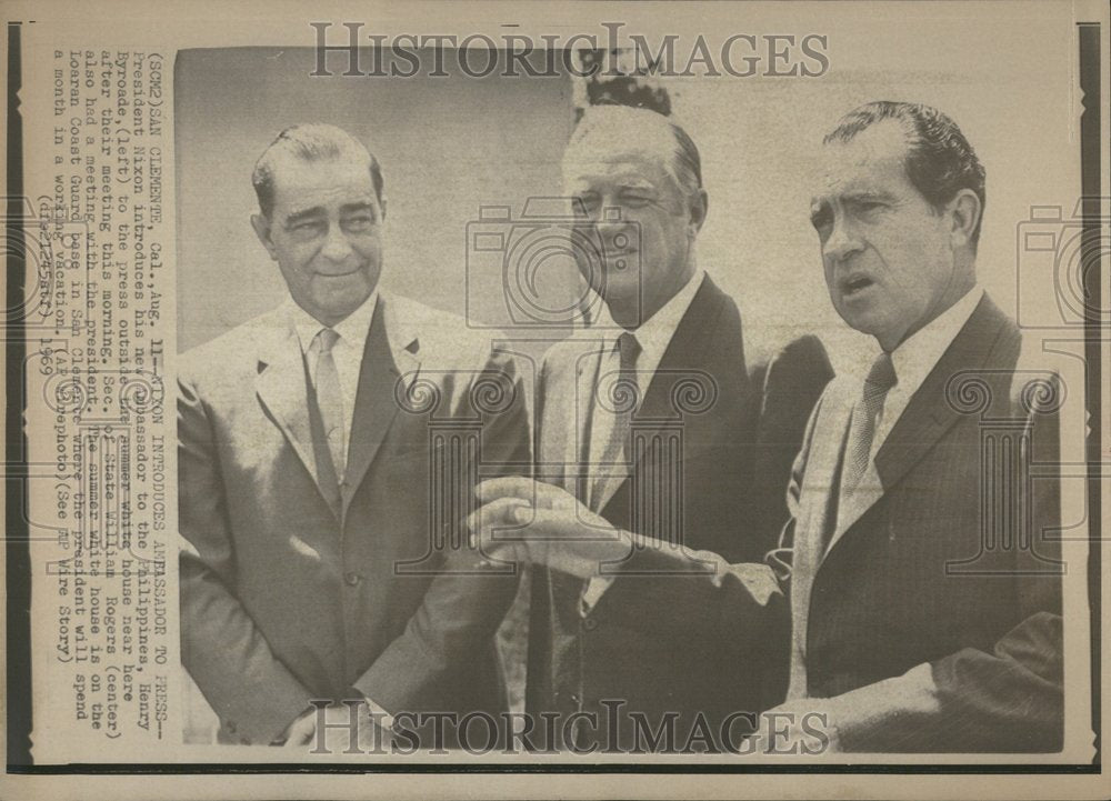 1969 Press Photo President Nixon Ambassador Phillippine - RRV80539 - Historic Images