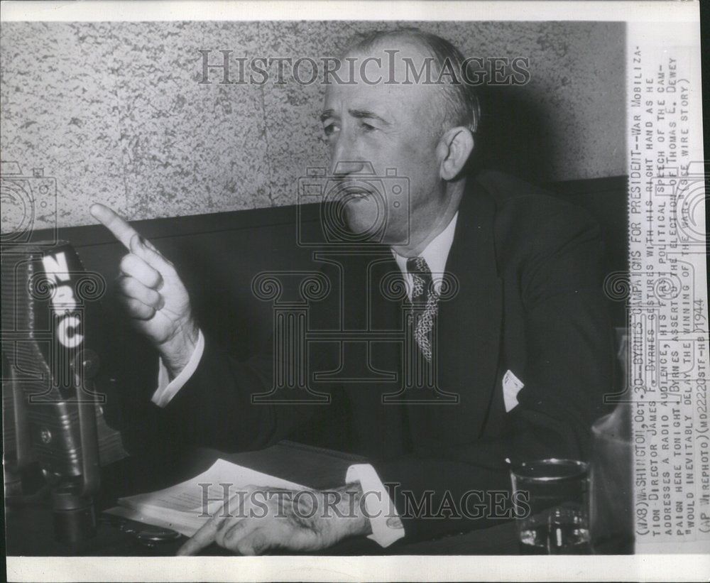 1944 Press Photo James F. Byrnes politician campaigner - Historic Images