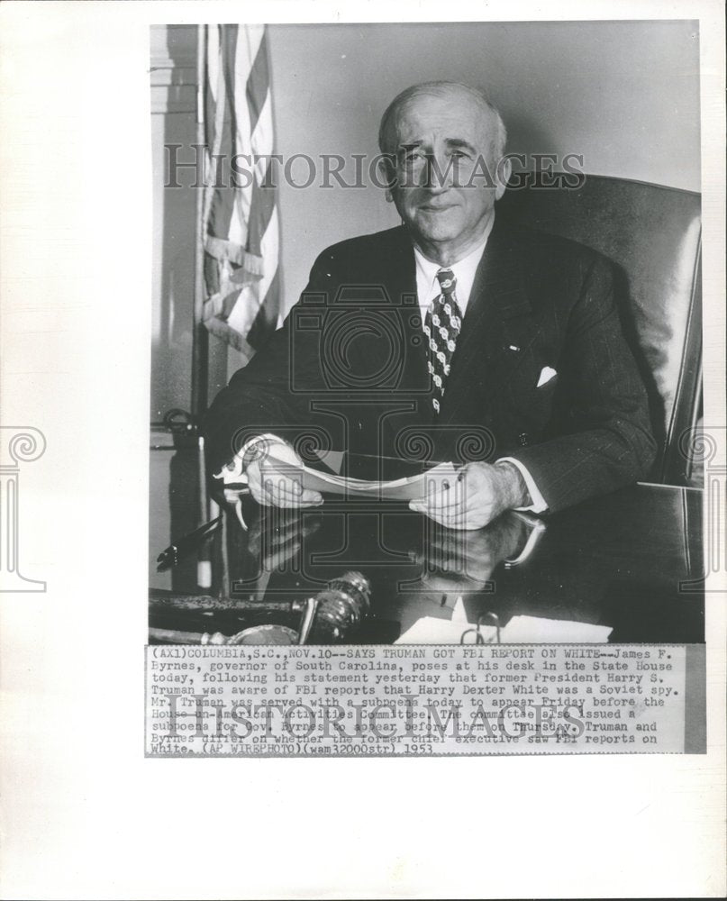 1953, South Carolina Gov Byrnes Desk - RRV86481 - Historic Images