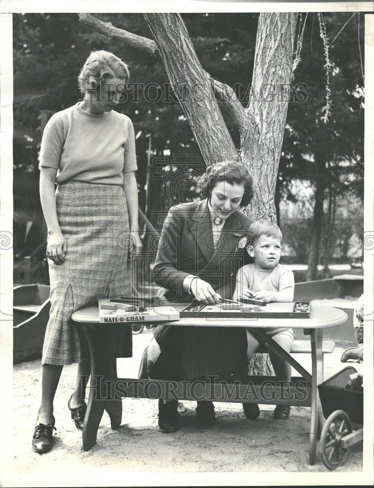 1936 Actres Helen Gahagan Sits with Son and His Teacher - Historic Images