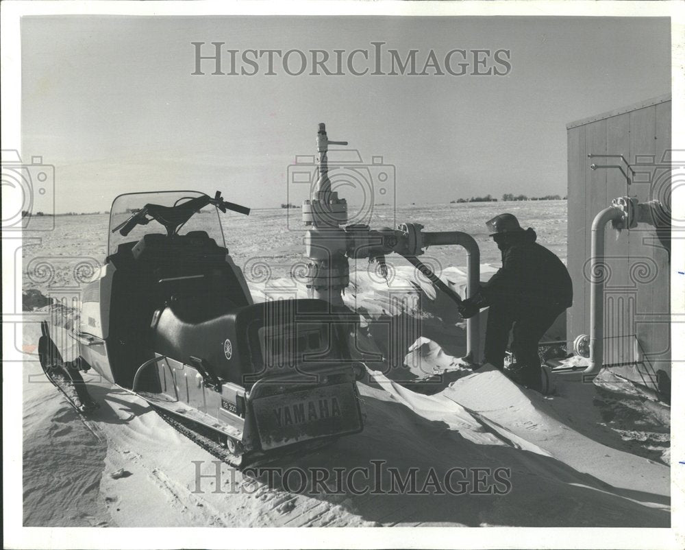 1977, Peoples Gas Company Worker Snowmobile - RRV87335 - Historic Images