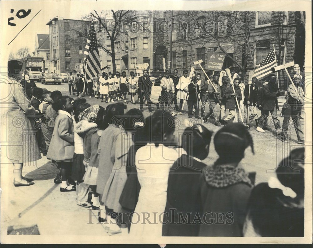 1963 Kids Marching Cleanup Parade Chicago-Historic Images