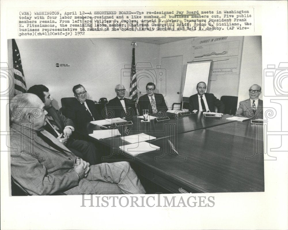 1972 Press Photo Pay Board Frank Fitzsimmons G.H. Boldt - Historic Images