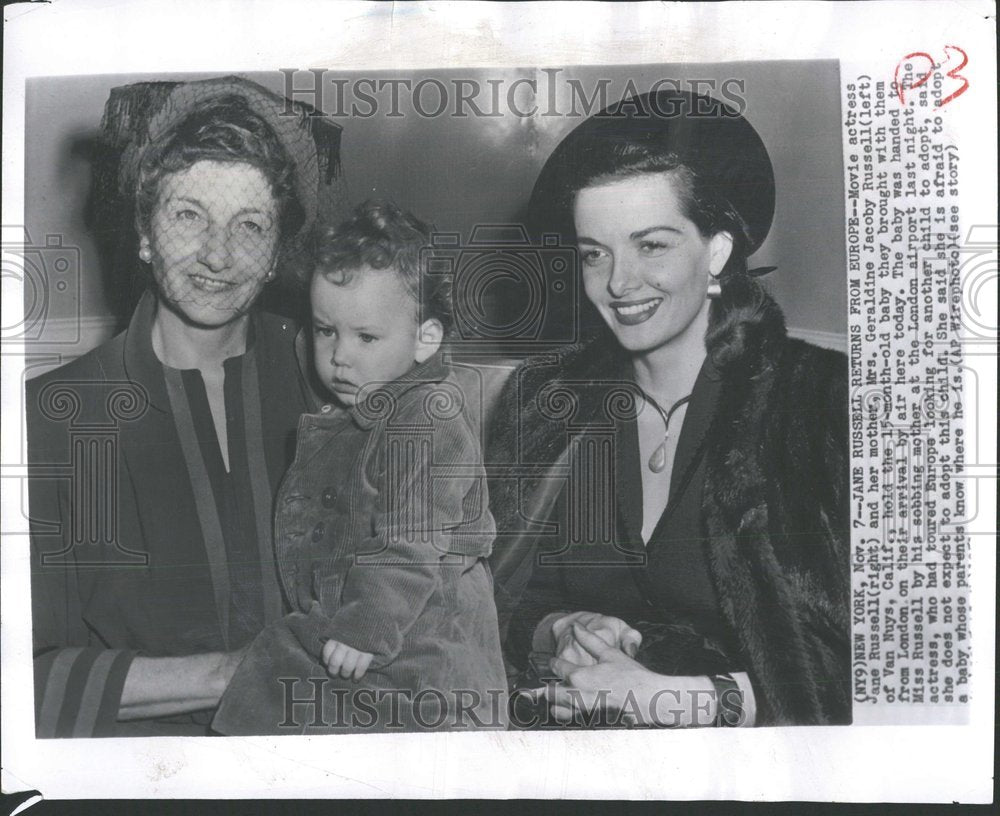 1951 Jane Russell &amp; Mom With London Baby-Historic Images