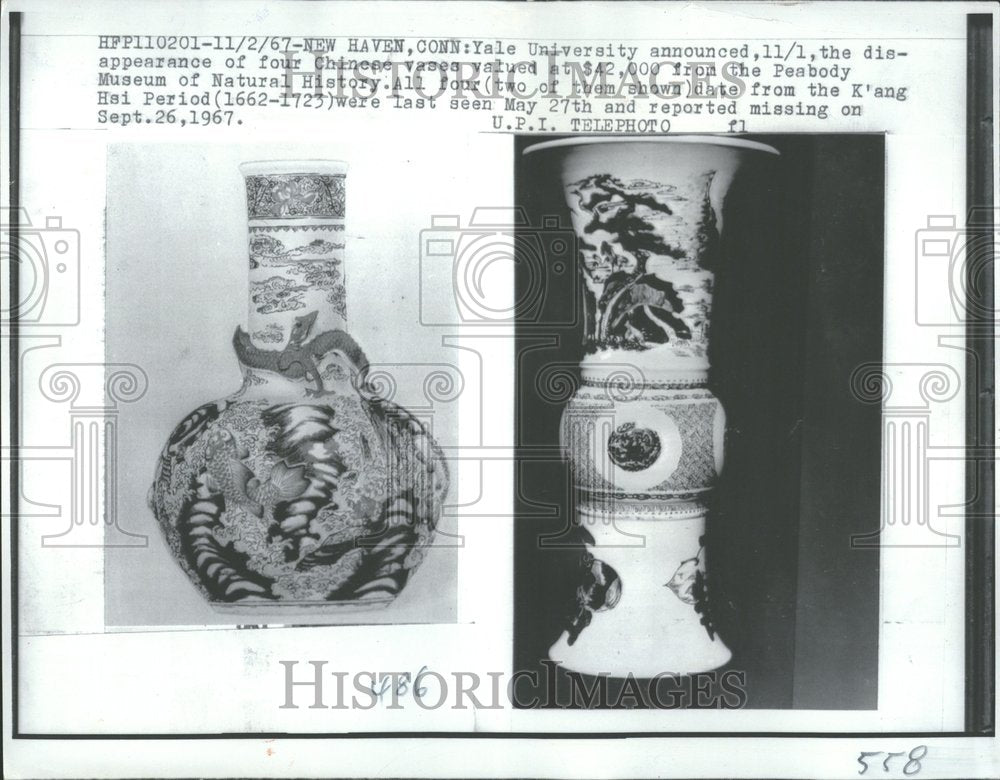 1967 Chinese Vases Stolen From Museum.-Historic Images