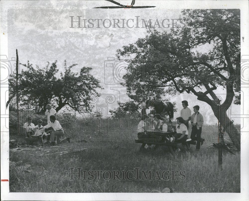 1957, Camp Cavell Michigan Campsite Picnic - RRV89237 - Historic Images