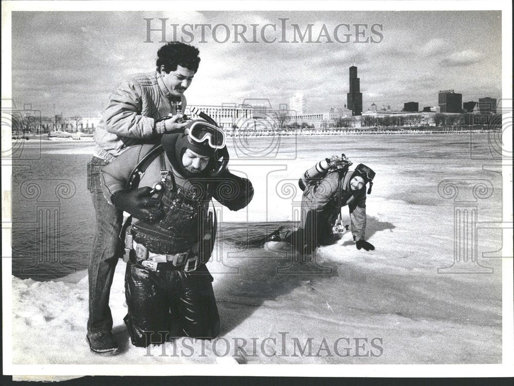 1982 Scuba Divers test new dry air suits-Historic Images