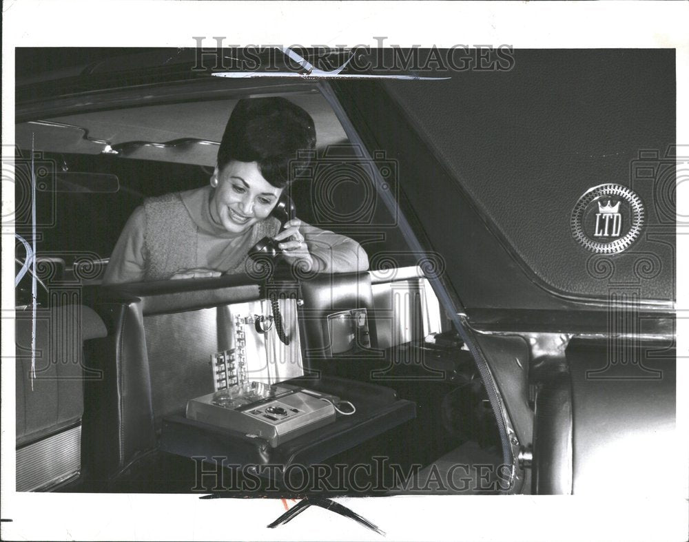 1965 Lady Uses Mobile Push Button Phone - Historic Images