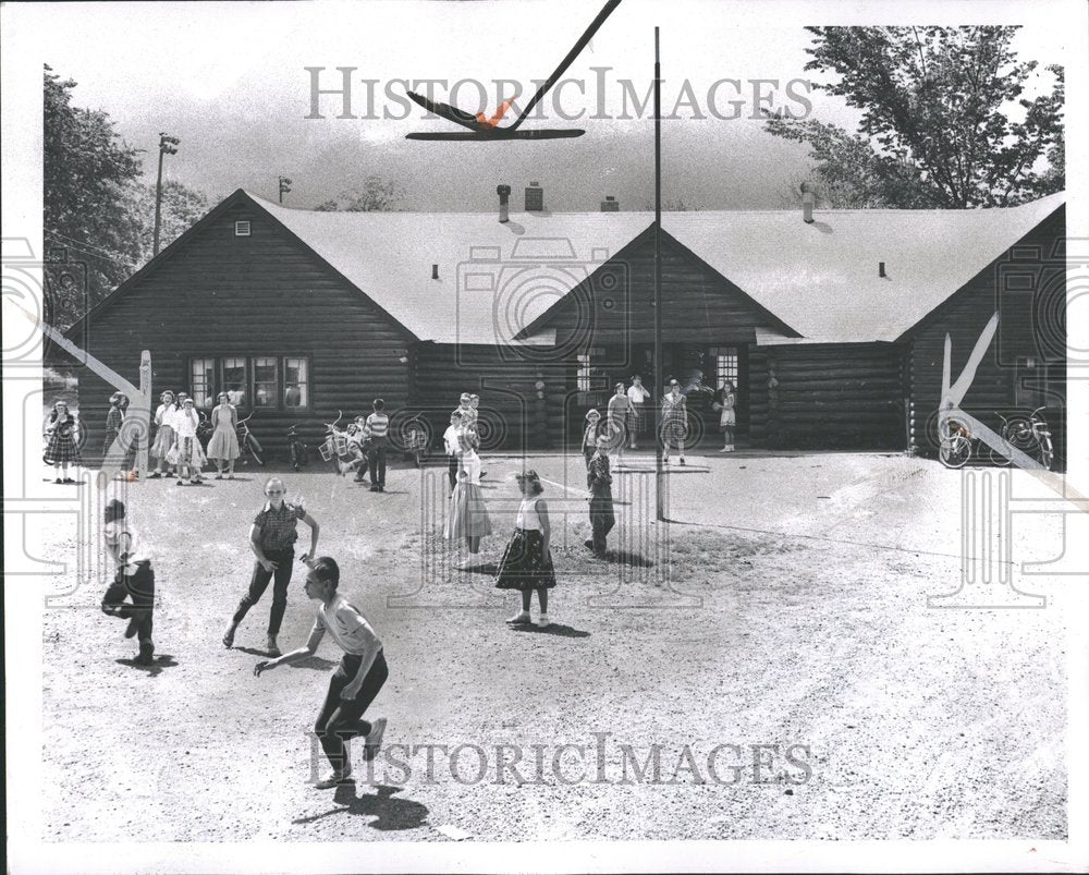 1958 Log Cabin Built WPA Michigan Holly - Historic Images