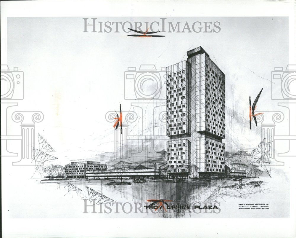 1973 Press Photo Troy Office plaza Building Michigan - RRV90817 - Historic Images