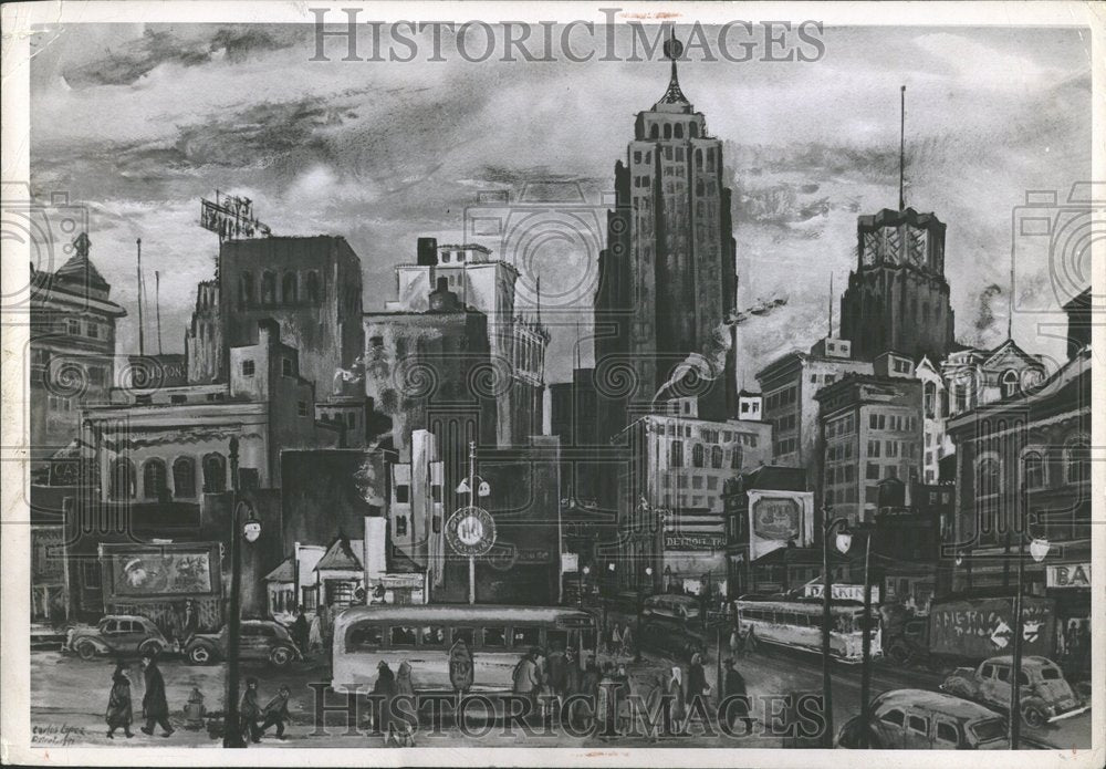 1948, Downtown Detroit Carlos Lopez St Fort - RRV91009 - Historic Images