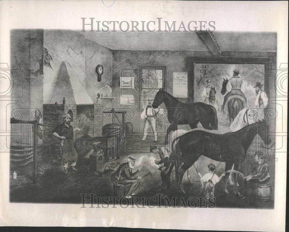 1944, Blacksmith trotting horses work early - RRV91301 - Historic Images