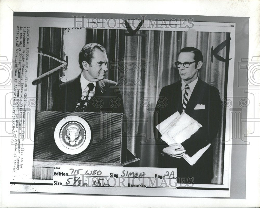 1973 William Simon White House Nixon Deputy - Historic Images