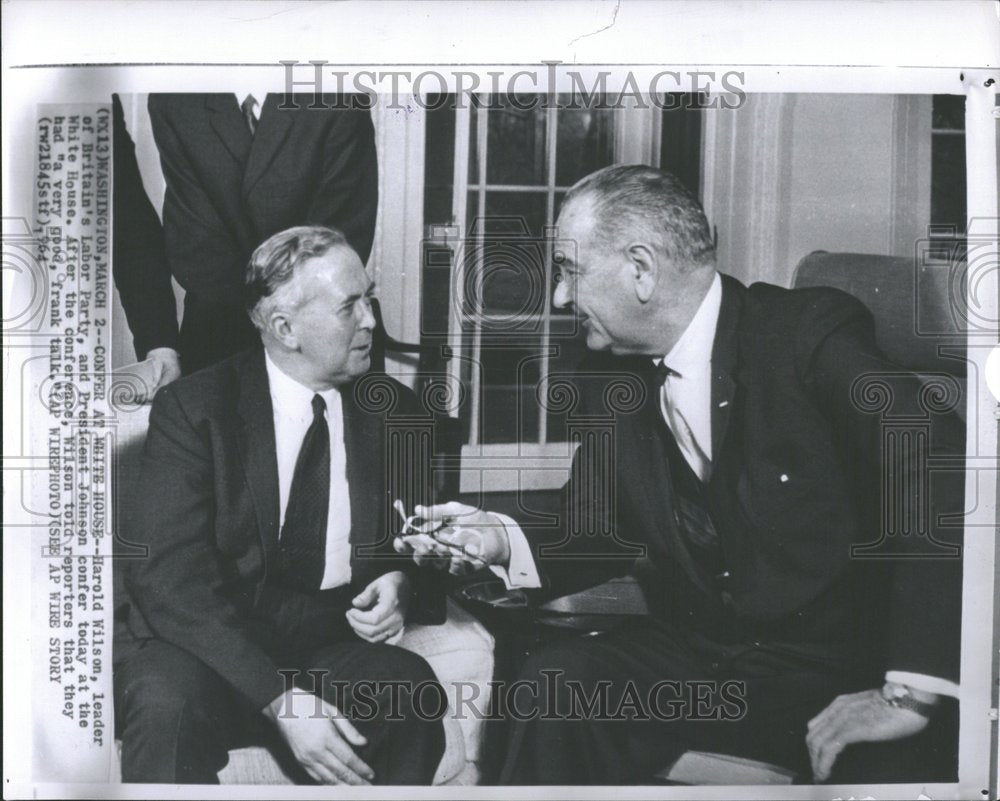 1964 Press Photo Harold Wilson Britain Johnson Confer - RRV91473 - Historic Images