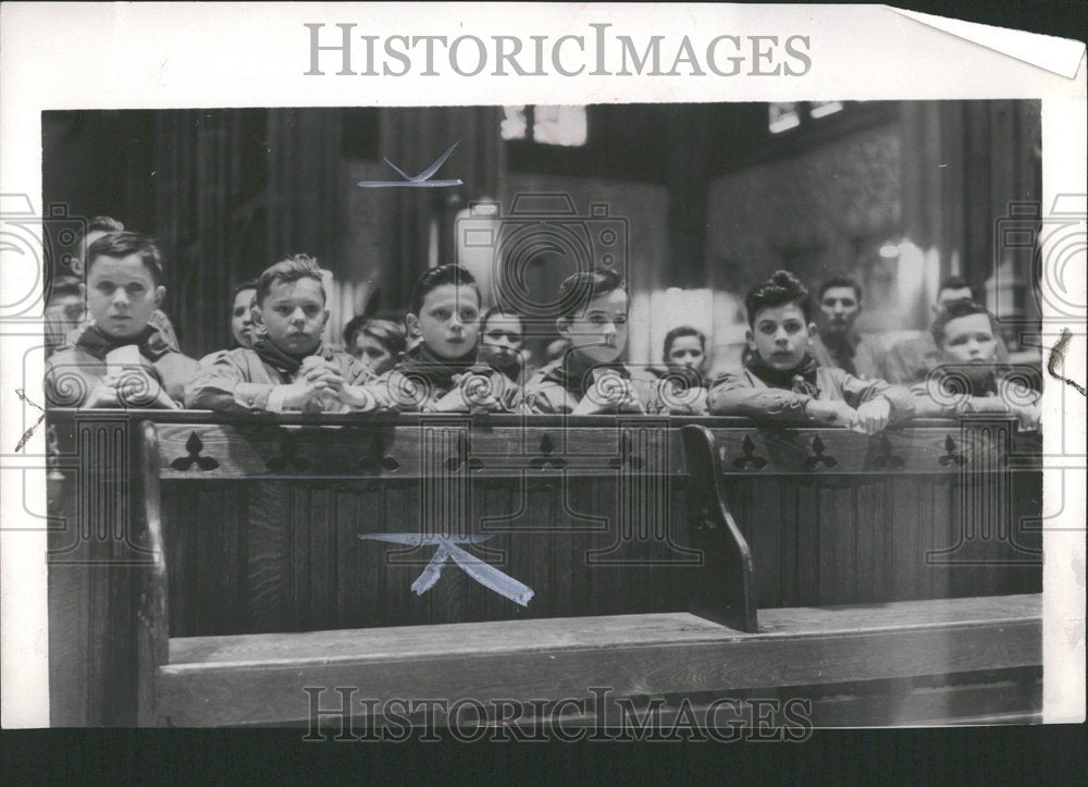 1949 Boy scouts Pat NY CYO Children Pray-Historic Images