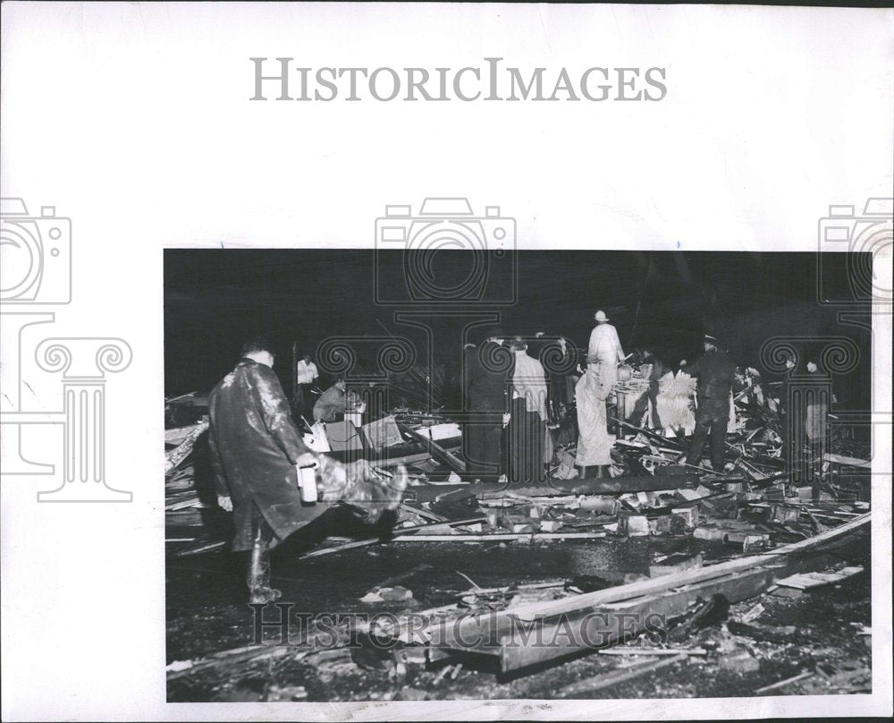 1956, Rescue Party Ruins Tornado Hudsonville - RRV91767 - Historic Images