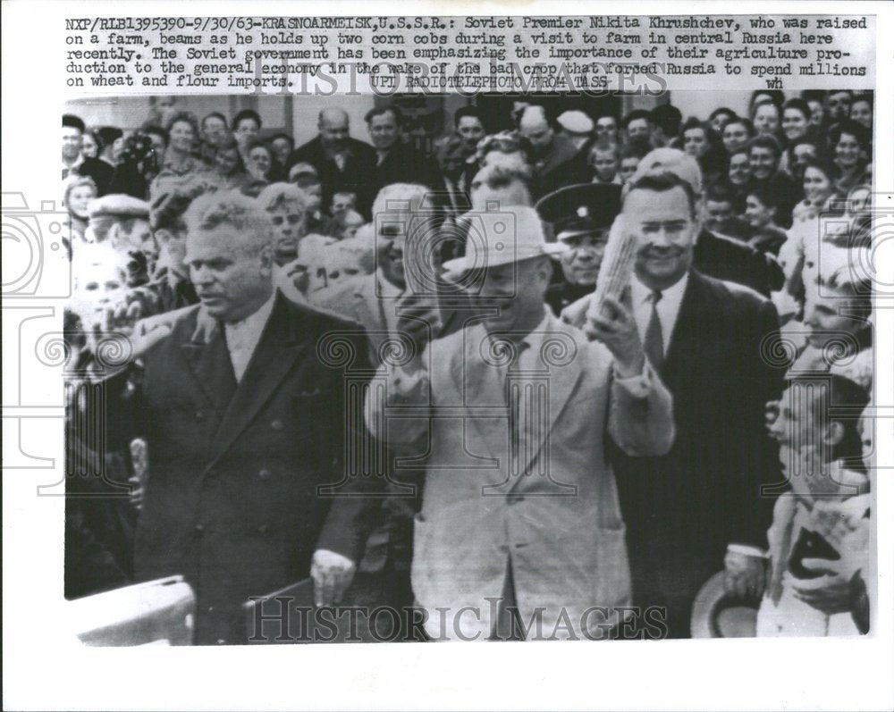 1963 Press Photo Nikita Khrushchev Soviet Russia Corn - Historic Images