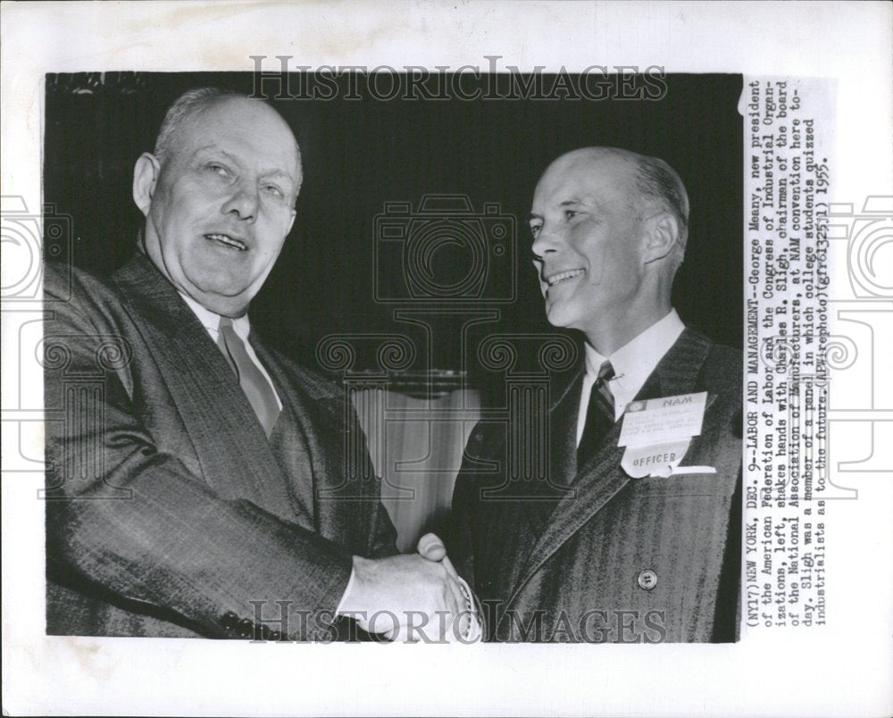 1955 Press Photo George Meany American Charles Sligh - RRV92445 - Historic Images