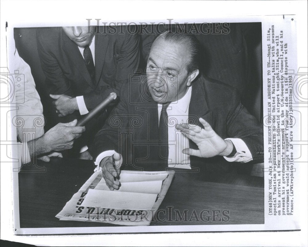 1961 Press Photo Mongi Slia Tunisian Representative - Historic Images