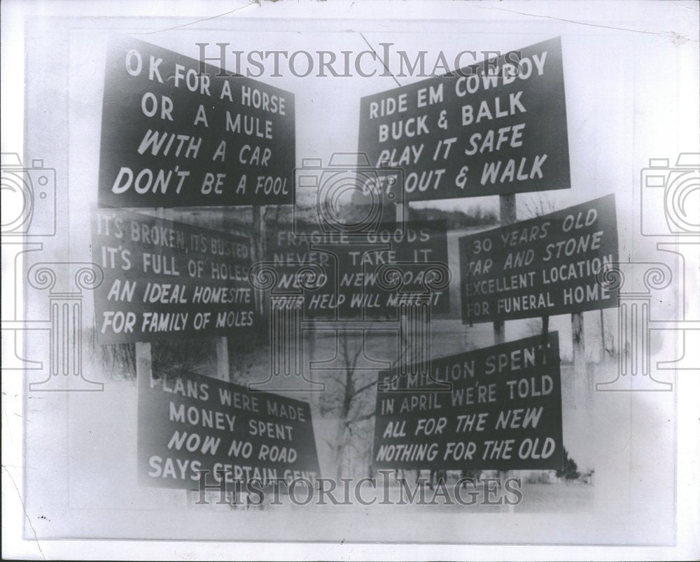 1960 Press Photo Sign Board Ride EM Cowboy Buck Bulk - RRV92761 - Historic Images