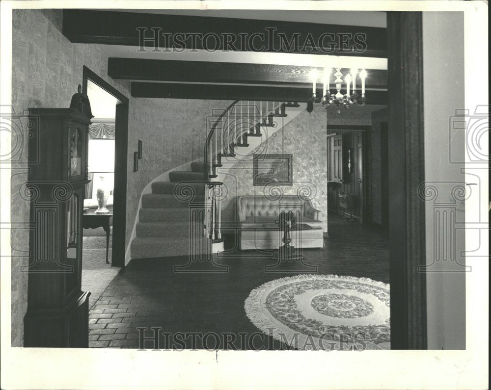 1970 ceiling brick floor colonial home-Historic Images