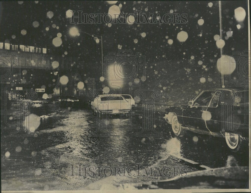 1972, Cars Driving In Flooded Viaduct - RRV94823 - Historic Images