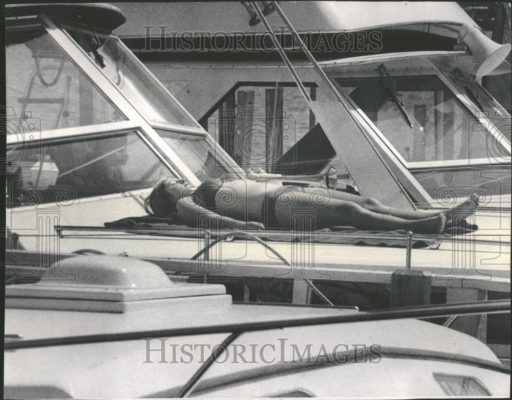 1971 Sun Bathing On Yacht Chicago Lakefront-Historic Images
