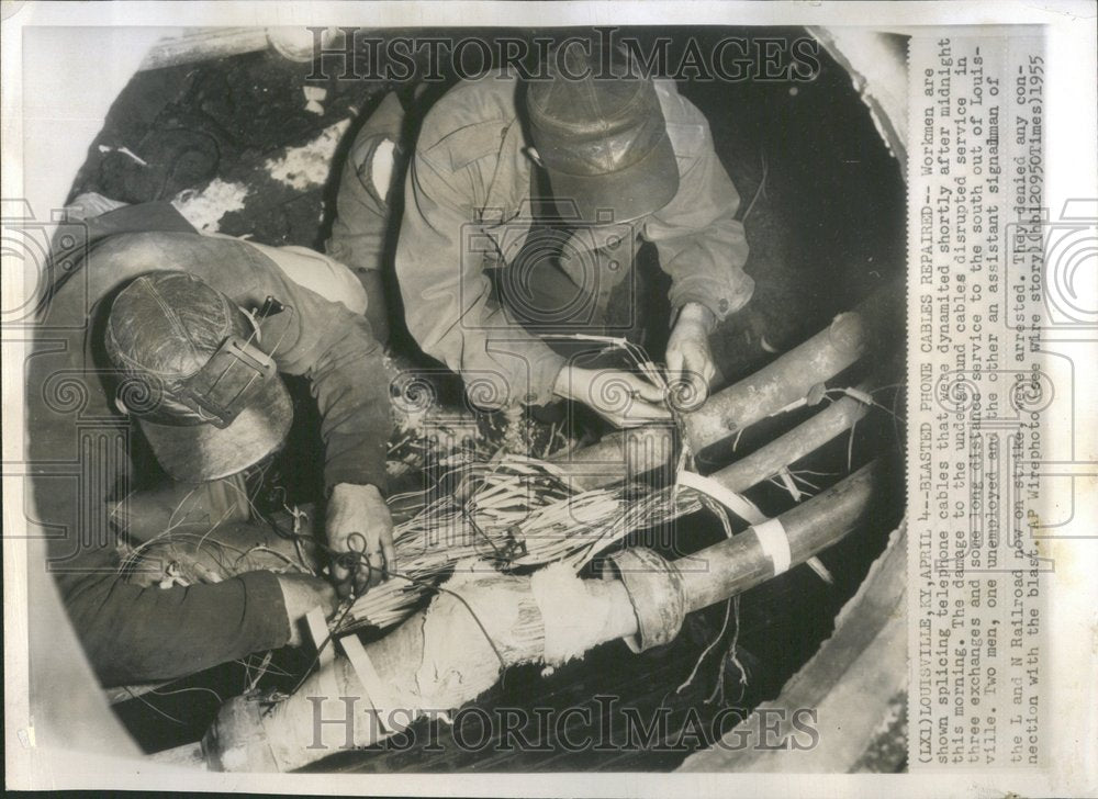 1955 Press Photo Telephone Cable Blast Louisville KY - Historic Images