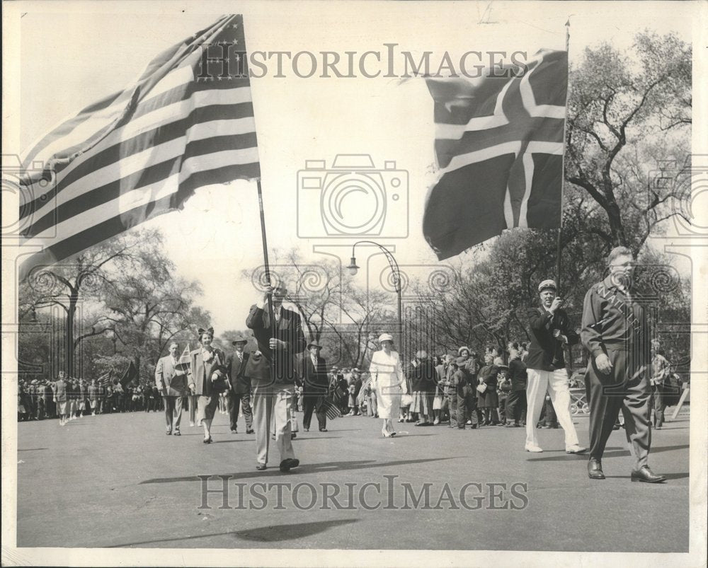 1950 Norwegian Constitution Day Parade Flag-Historic Images