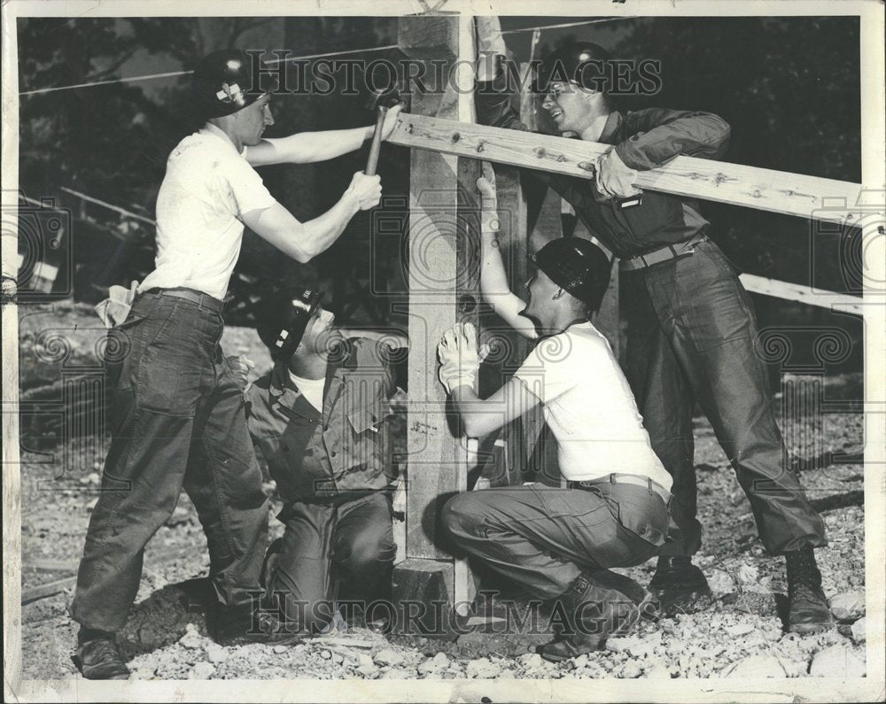 1955, Cadets Wrestle Trestle Bridge ROTC - RRV97213 - Historic Images