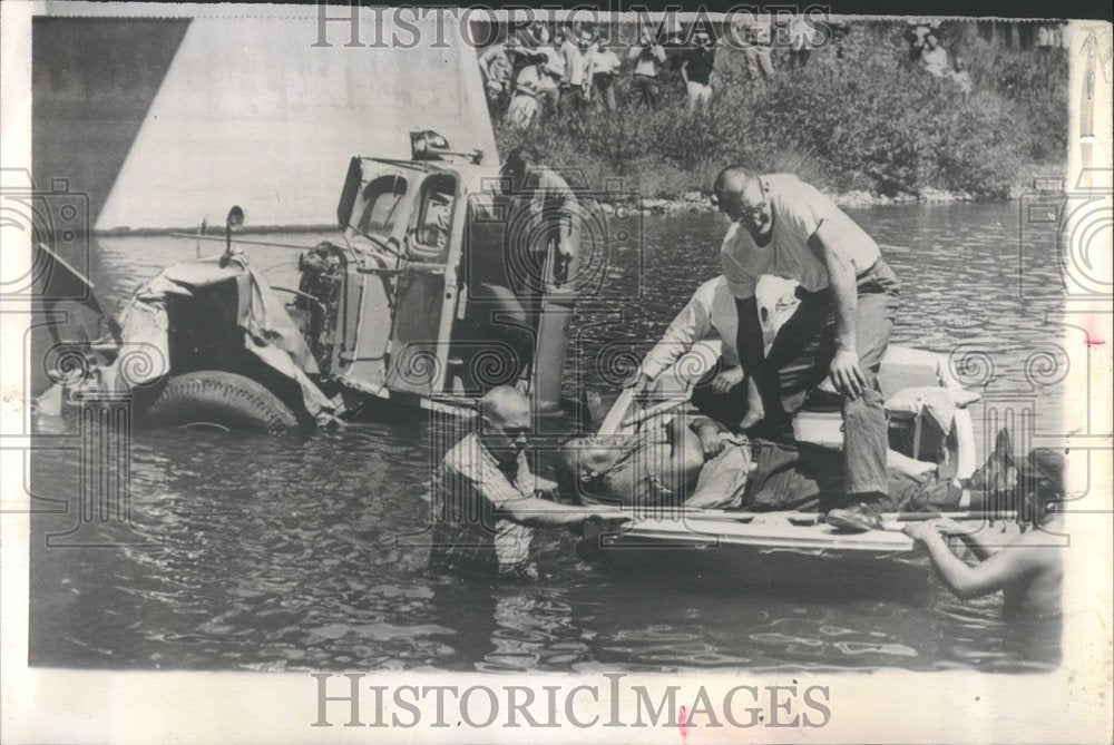 1964 Frank Maadsley Rescue river boat carry-Historic Images