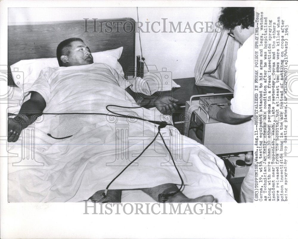 1963 Press Photo Tony Cerna Jan Kelly check arms legs - RRV97579 - Historic Images