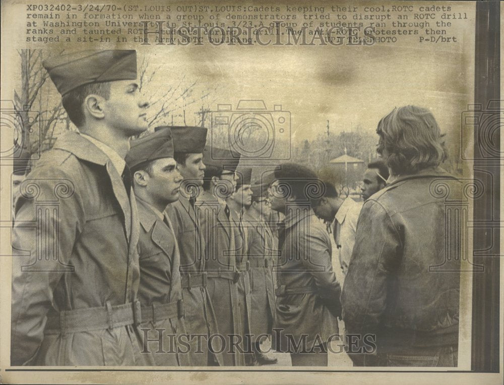 1970 ROTC cadets demonstrator drill disrupt - Historic Images