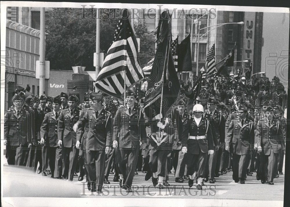 1969 Parade Monroe Street ROTC Cadets East-Historic Images