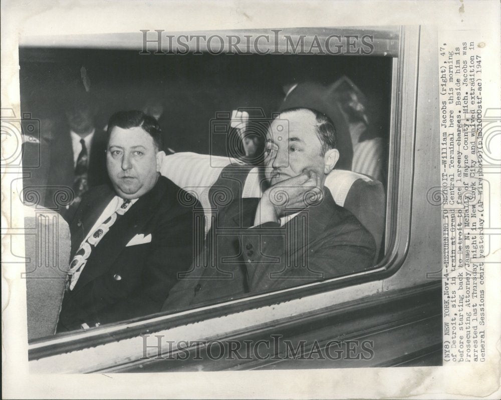 1947 Press Photo William Jacobs Arrest Attorney McNally - Historic Images