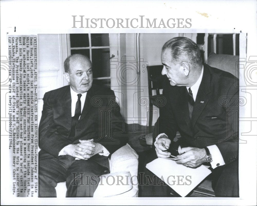 1964 Press Photo State Dean Rusk President Johnson New - RRV98577 - Historic Images