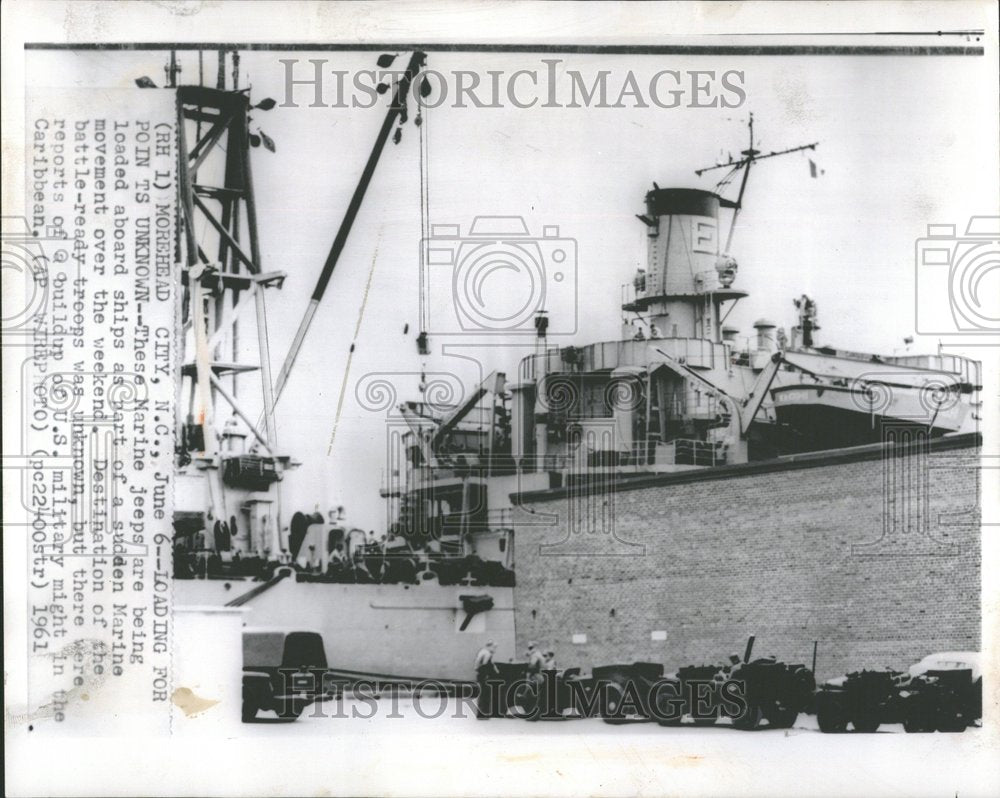 1991 Press Photo Marine Movement Jeeps US Military Ship - Historic Images