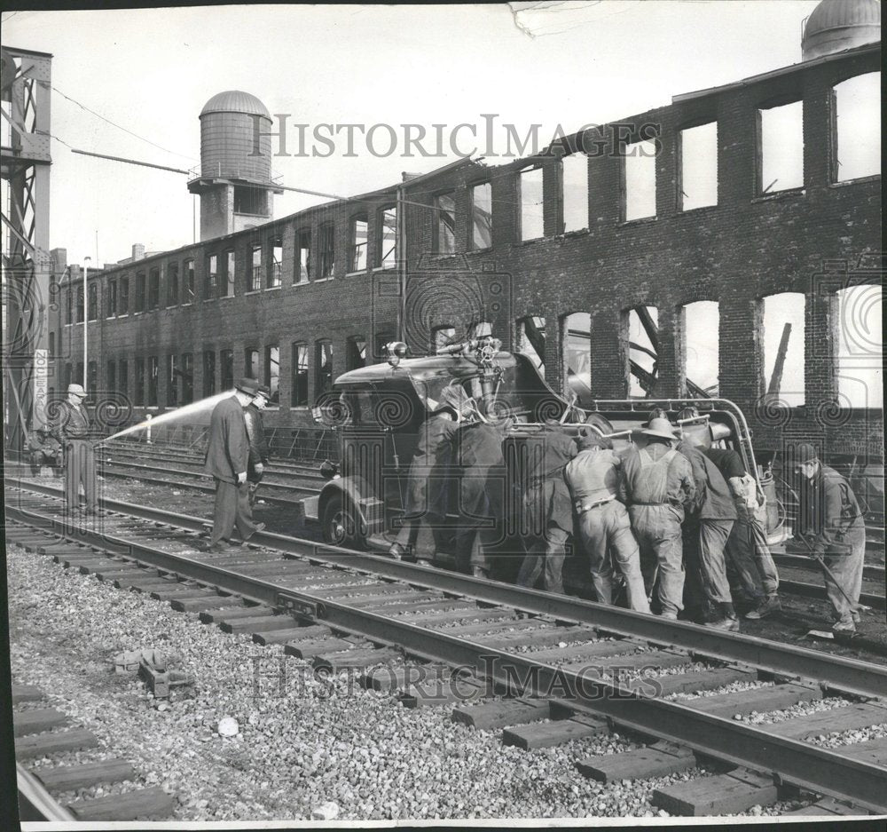 1960 Squad 8 stuck track fighting fire-Historic Images