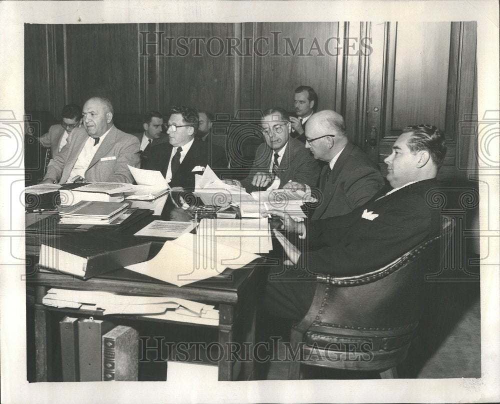 1954 Press Photo J BMartin Trustees Politician Strikes - Historic Images