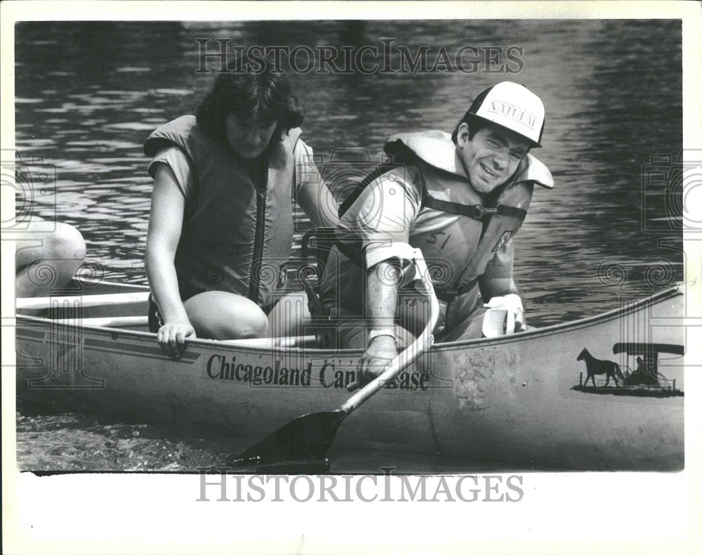 1986 Dave Kaufman paddle canoe handicapped - Historic Images