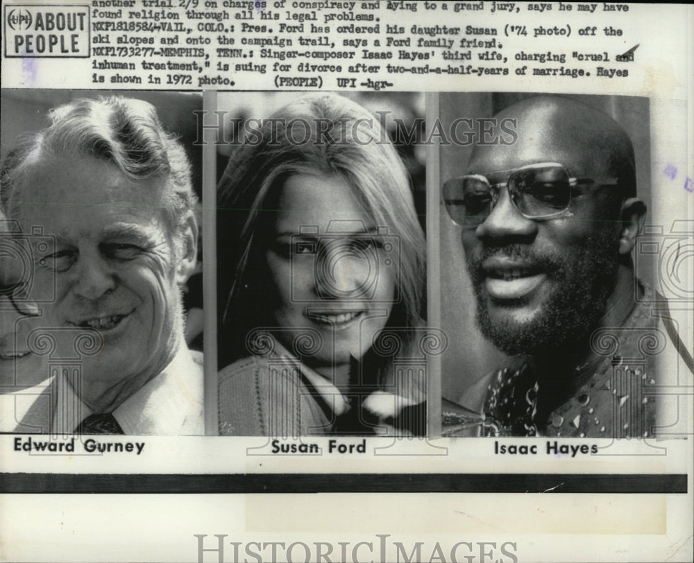 1972 Press Photo Edward Gurney Susan Ford Isaac Hayes - RRW00161 - Historic Images