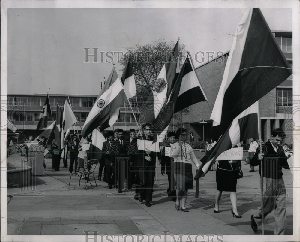 1963 Press Photo Flags 65 nations paraded open UN Week - RRW01171 - Historic Images