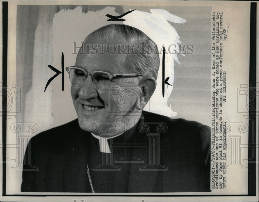 1972 Press Photo Archbishop John Krol Philadelphia Rome - RRW01363 - Historic Images