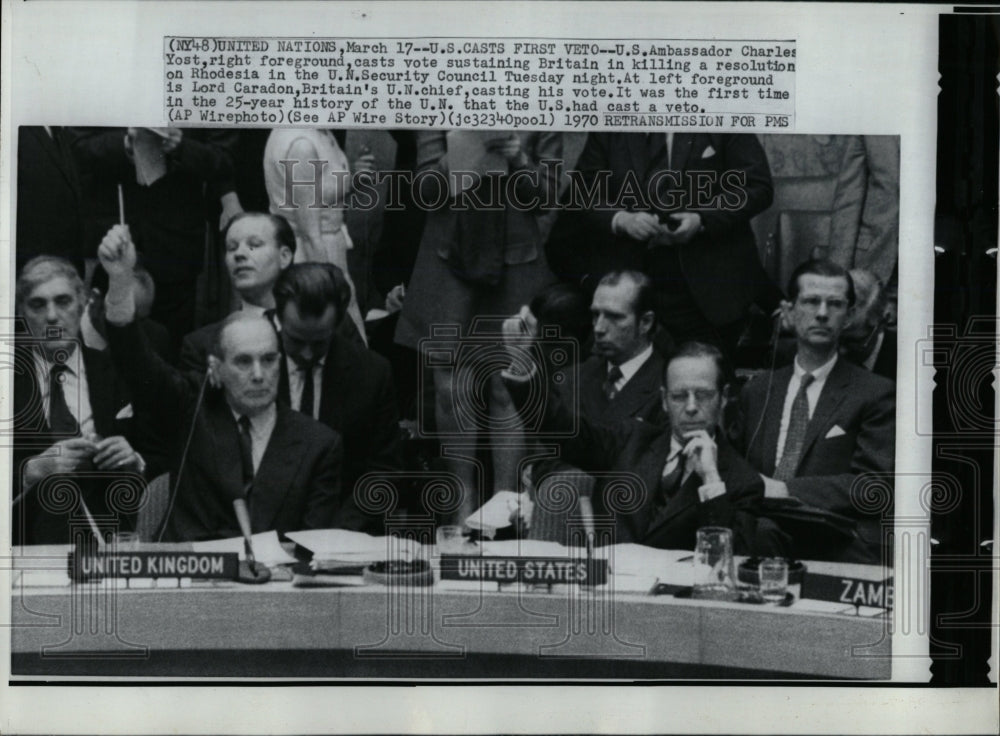 1970 Press Photo Yost US UN Security Council vote cast - RRW01811 - Historic Images